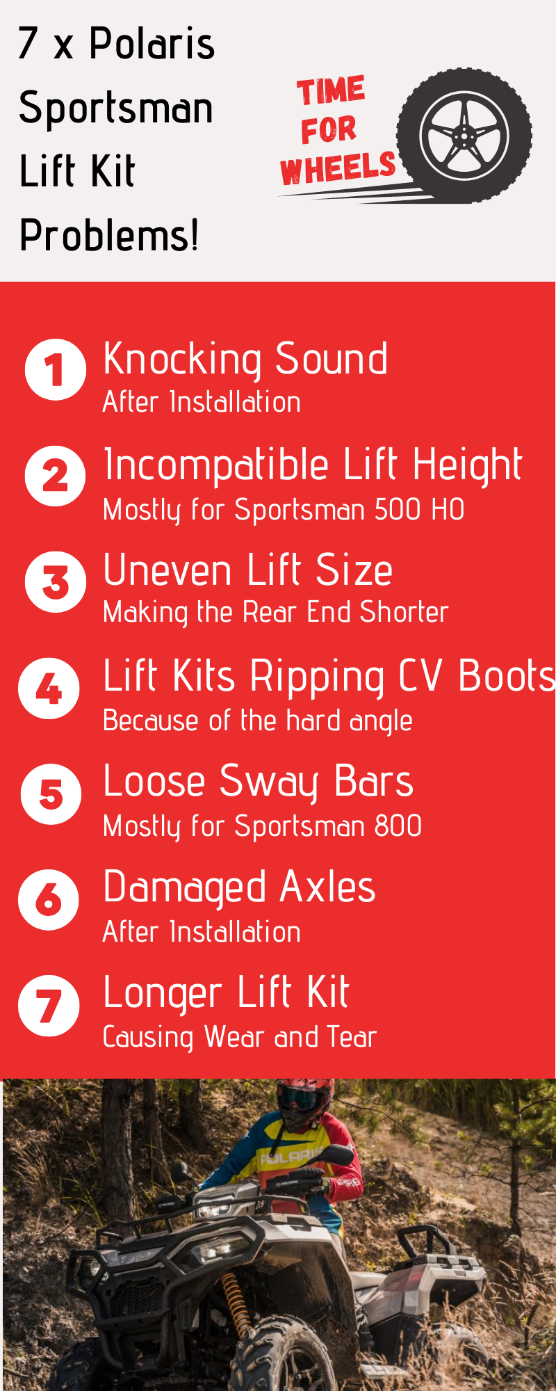 7 × Polaris Sportsman Lift Kit Problems and how to Fix it! TimeForWheels Your Ultimate ATV